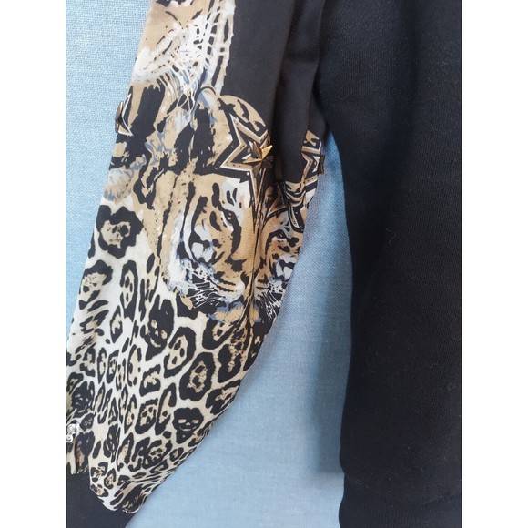 Womens Black Tiger Print Sweatshirt Top size Small - Picture 2 of 11